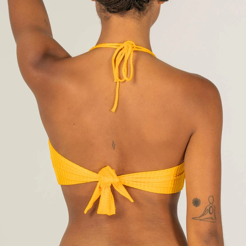 HAUT DE MAILLOT DE BAIN BANDEAU LAURA JAUNE AVEC COQUES AMOVIBLES – Image 7