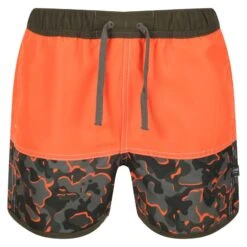 Regatta Short De Bain SERGIO Enfant (Orange Vif / Vert Kaki Sombre)