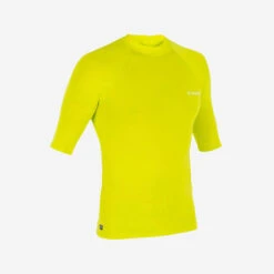 Tee Shirt Anti Uv Surf Top 100 Manches Courtes Homme Jaune Anis