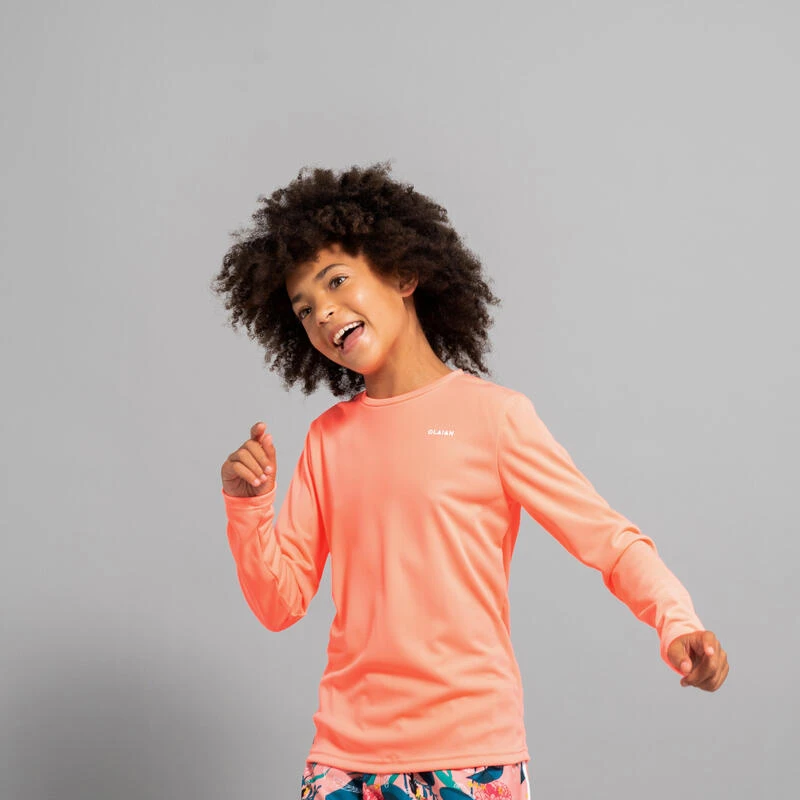 Water Tee Shirt Anti UV Surf Manches Longues Junior Corail – Image 5